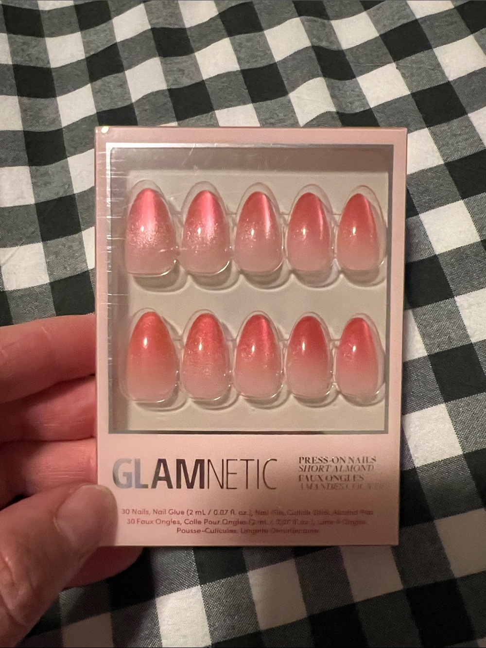 GLAMNETIC Pink Ombre Short Almond Press-On Nails